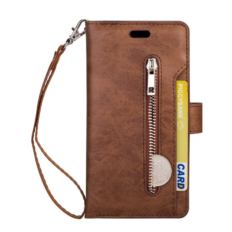 Multi function zipper wallet mobile leather case - Dweky.se