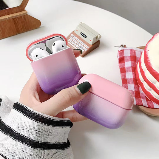 Compatible with Apple, Gradient hard shell suitable for airpods pro protective cover 2/3 generation Bluetooth Wireless contrast color earphone cover smooth surface - Dweky.se