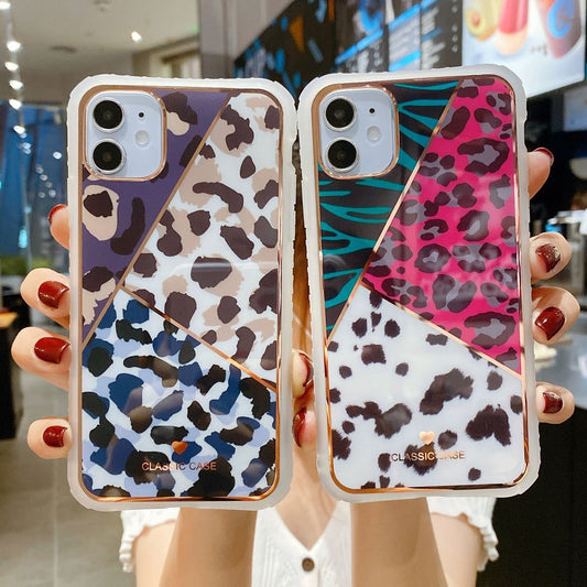 Electroplating love leopard print small waist protective cover Iphone case - Dweky.se