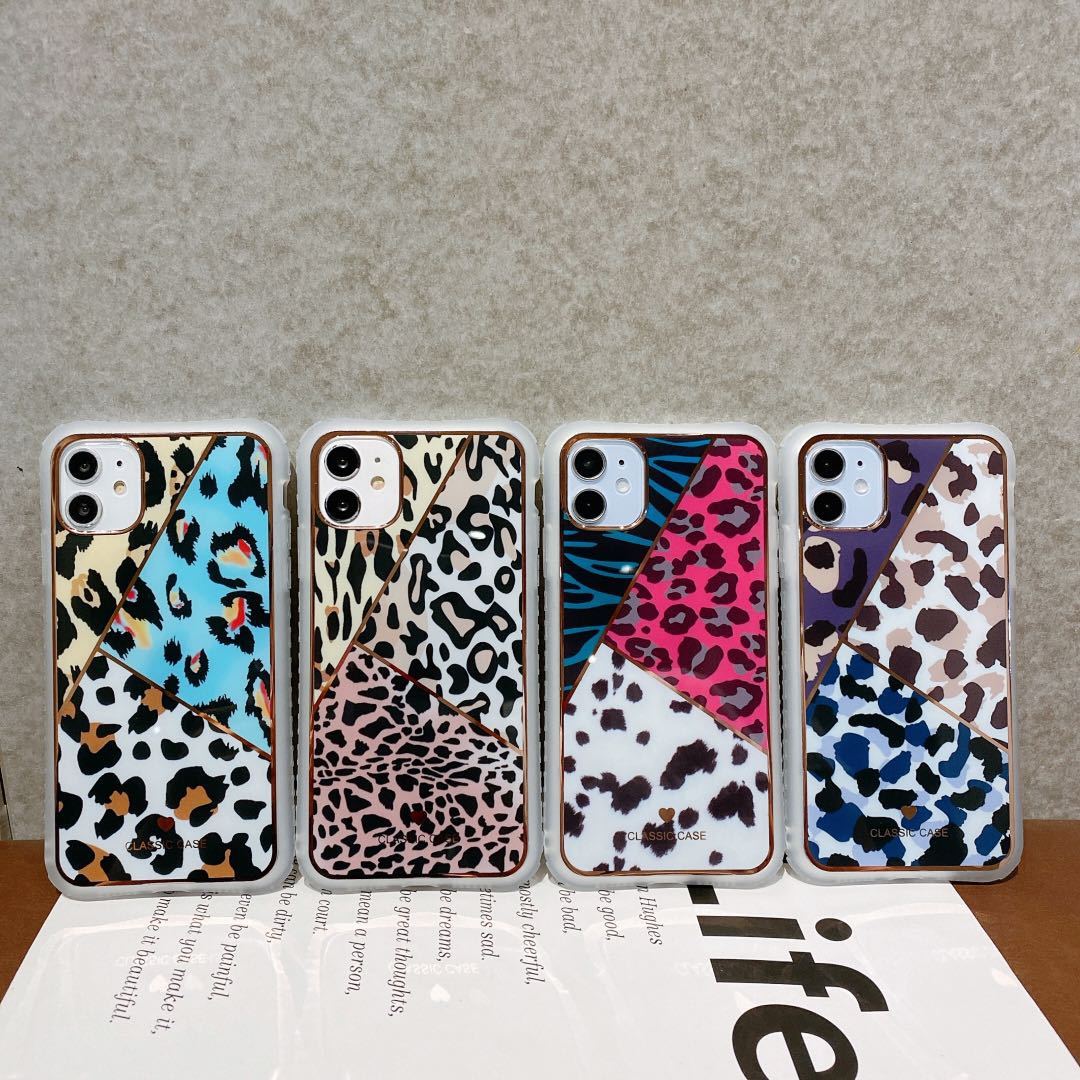 Electroplating love leopard print small waist protective cover Iphone case - Dweky.se