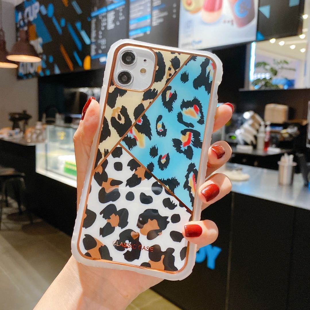 Electroplating love leopard print small waist protective cover Iphone case - Dweky.se