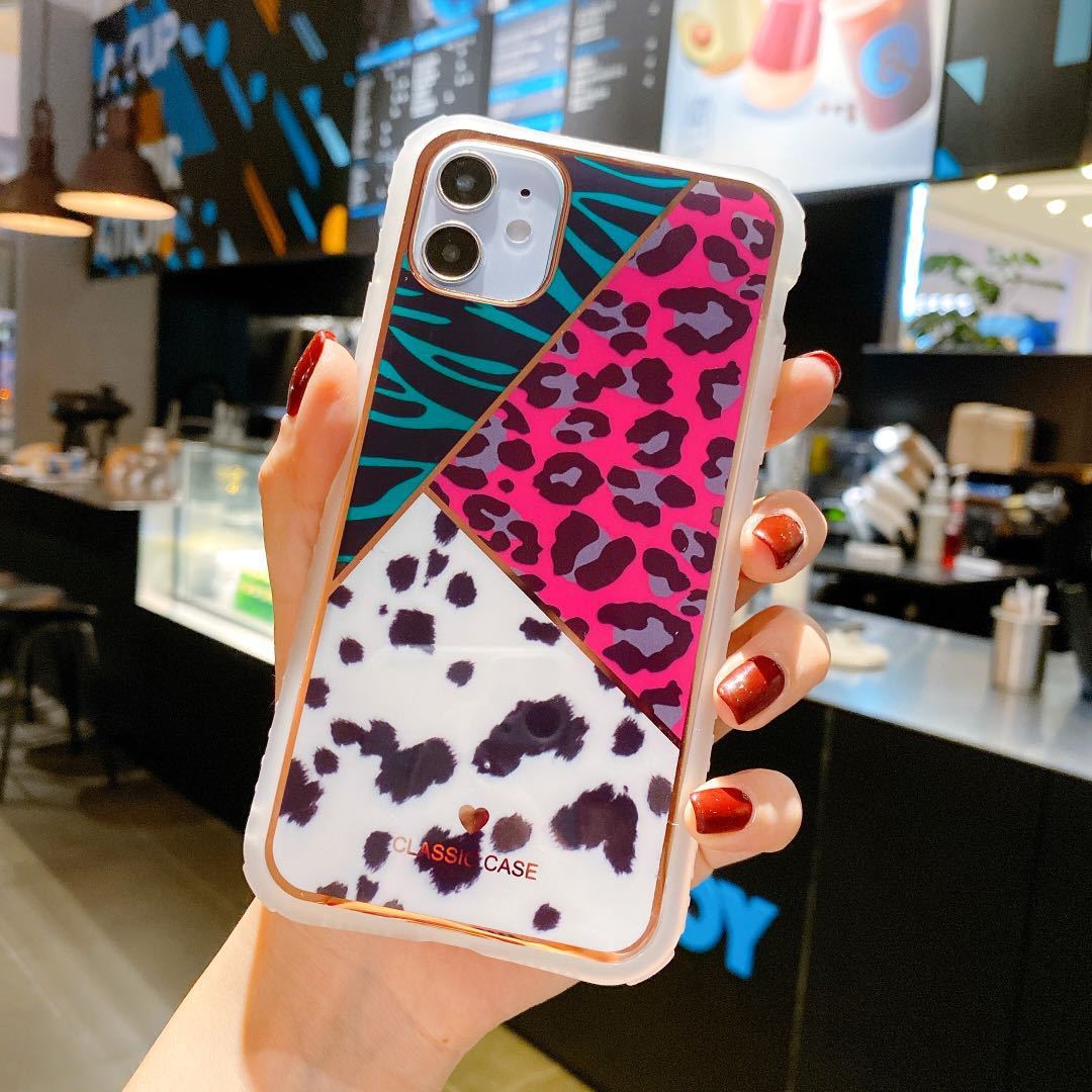 Electroplating love leopard print small waist protective cover Iphone case - Dweky.se