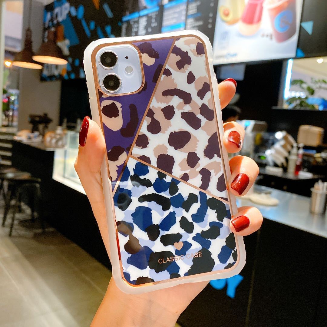 Electroplating love leopard print small waist protective cover Iphone case - Dweky.se
