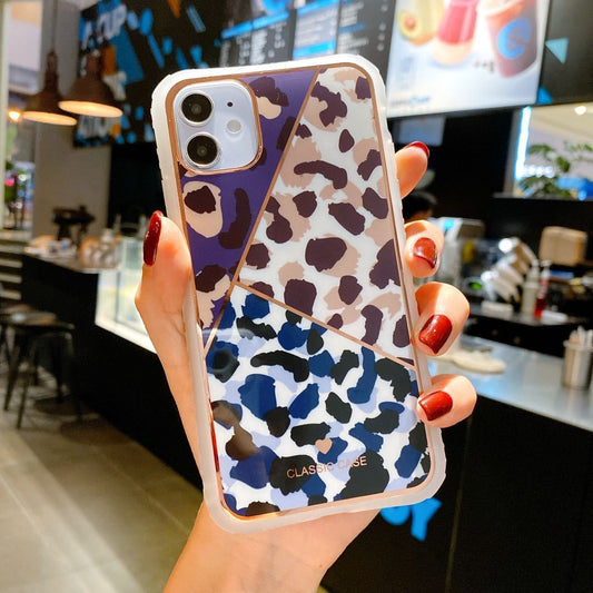 Electroplating love leopard print small waist protective cover Iphone case - Dweky.se