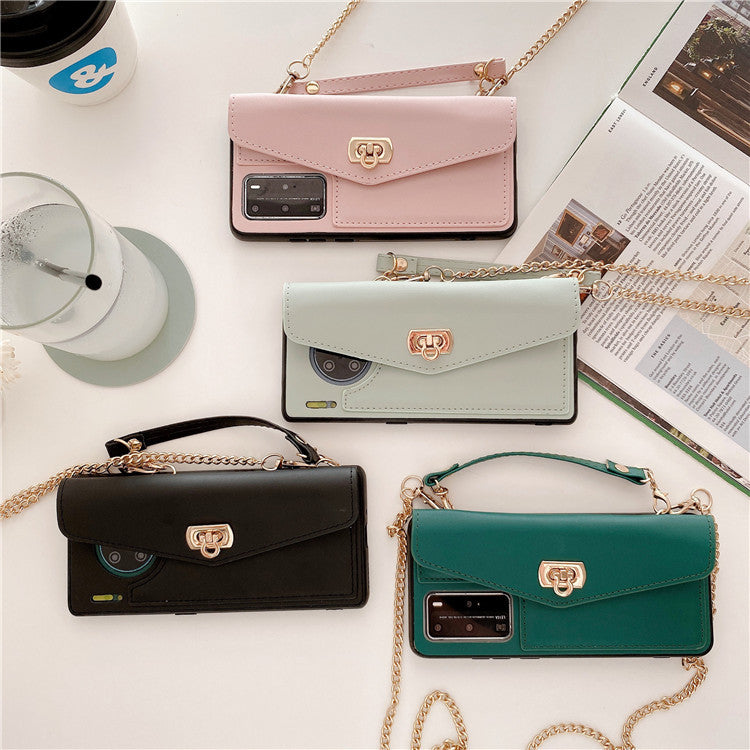 Huawei Premium Handväska-skal — Med Diagonal Guldkedja