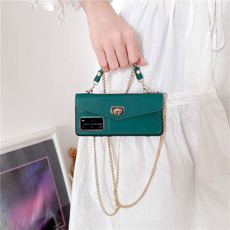 Huawei Premium Handväska-skal — Med Diagonal Guldkedja