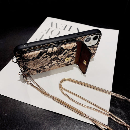 Compatible with Apple, Suitable For Apple 11 Via Mobile Phone Case With The Same Cross-body Iphone7plus All-inclusive 8p Snake Pattern Wallet Card - Dweky.se