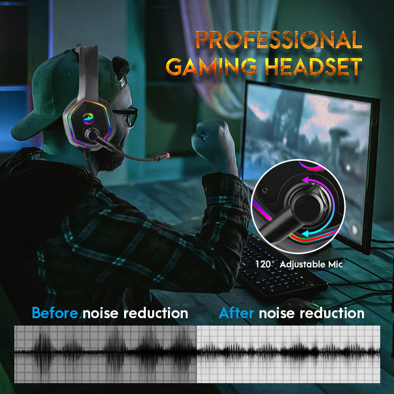 Pro Gaming Elite Headset - 50MM Driver 3D Surround & RGB Edition