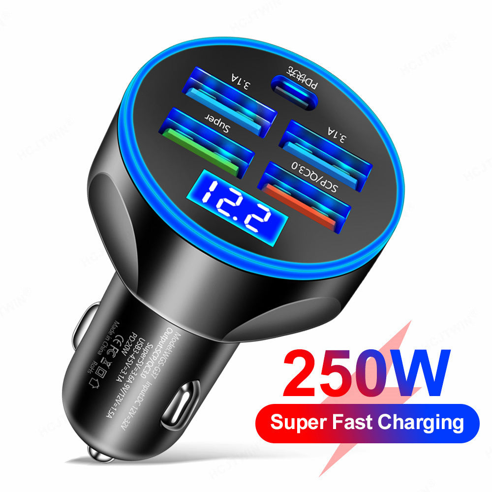 Super Fast Charge 5 In 1 Multi-port With Digital Display Car Charger - Dweky.se
