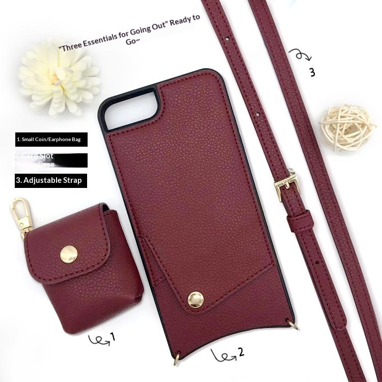 iPhone Premium Högkvalitativt Crossbody Lambskin Wallet Case and Coin Purse