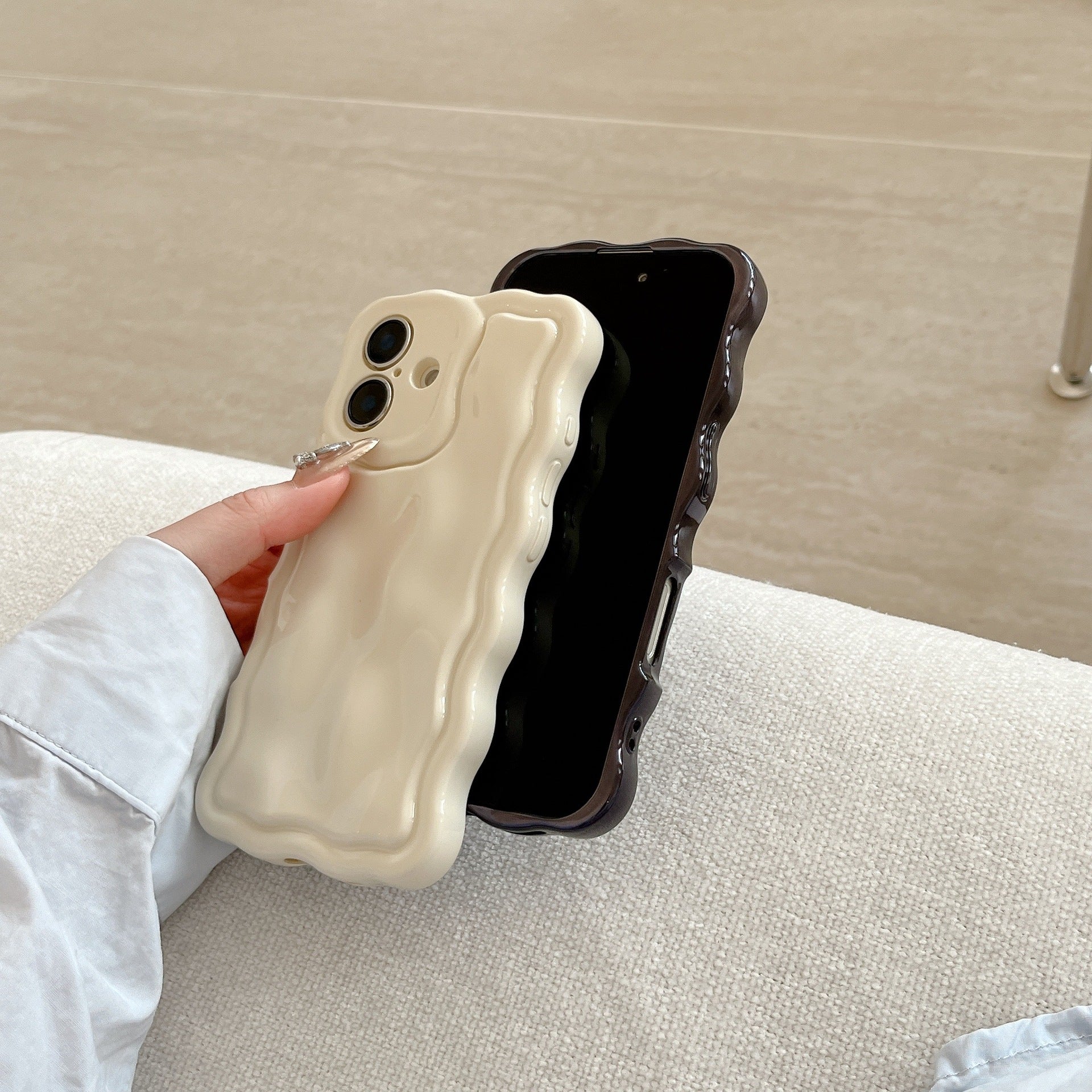 iPhone Boutique Water Ripple Case - 3D Sculpted Wave - Aesthetic Soft Silhouette