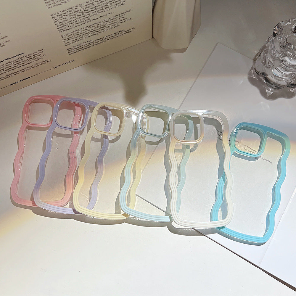 Iphone case Wave Border Mobile Phone Case Solid Color Simple Candy Color - Dweky.se