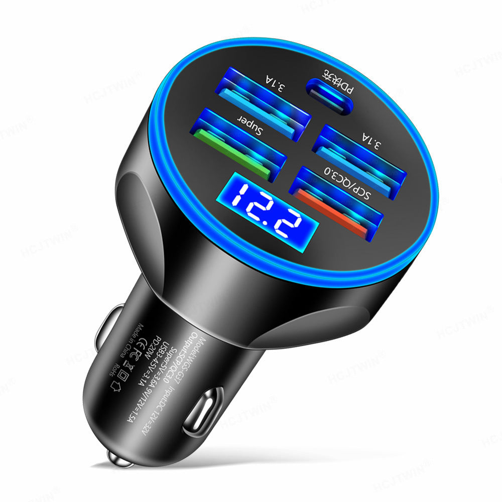 Super Fast Charge 5 In 1 Multi-port With Digital Display Car Charger - Dweky.se