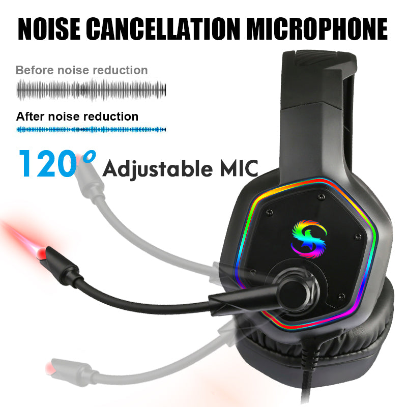 Pro Gaming Elite Headset - 50MM Driver 3D Surround & RGB Edition