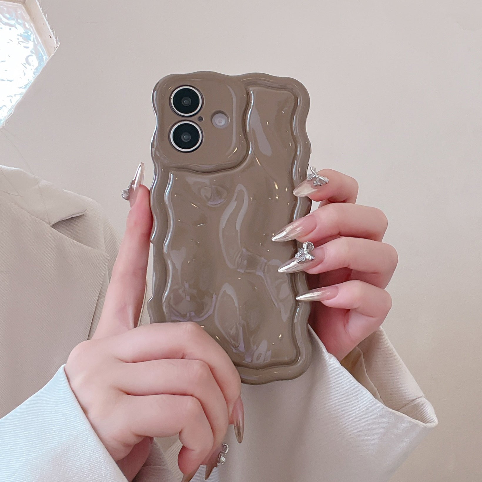 iPhone Boutique Water Ripple Case - 3D Sculpted Wave - Aesthetic Soft Silhouette