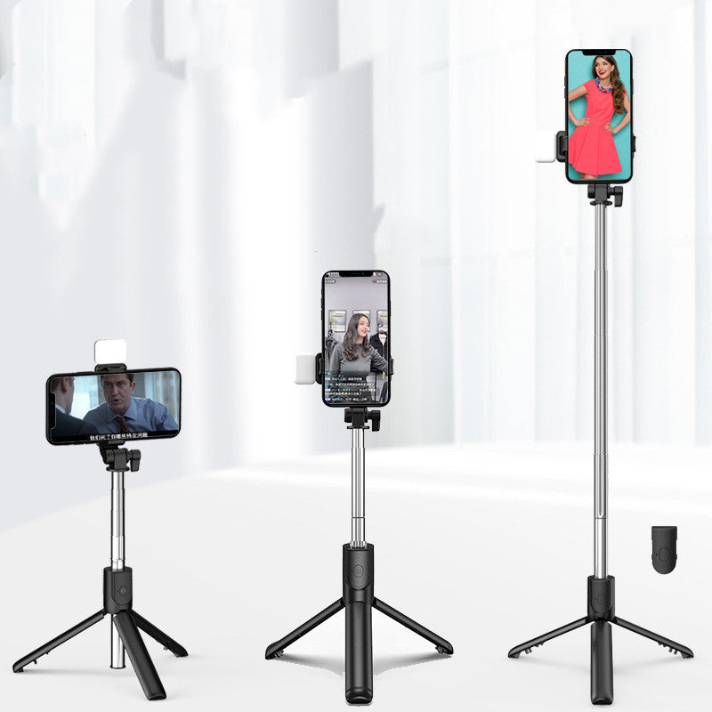 Compatible with Apple, Bluetooth Fill Light Selfie Stick Outdoor Live Broadcast Integrated Tripod Phone Holder - Dweky.se