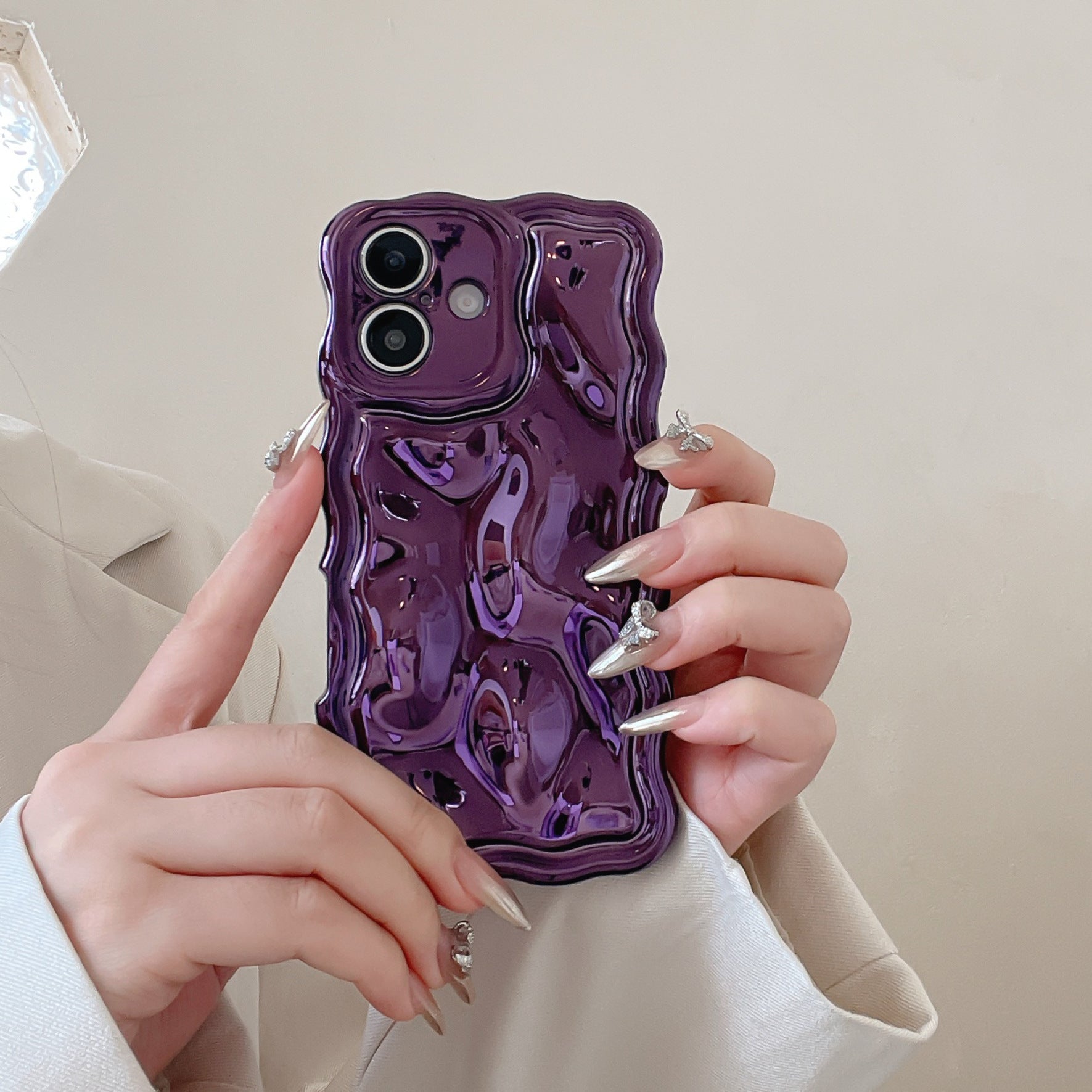 iPhone Boutique Water Ripple Case - 3D Sculpted Wave - Aesthetic Soft Silhouette