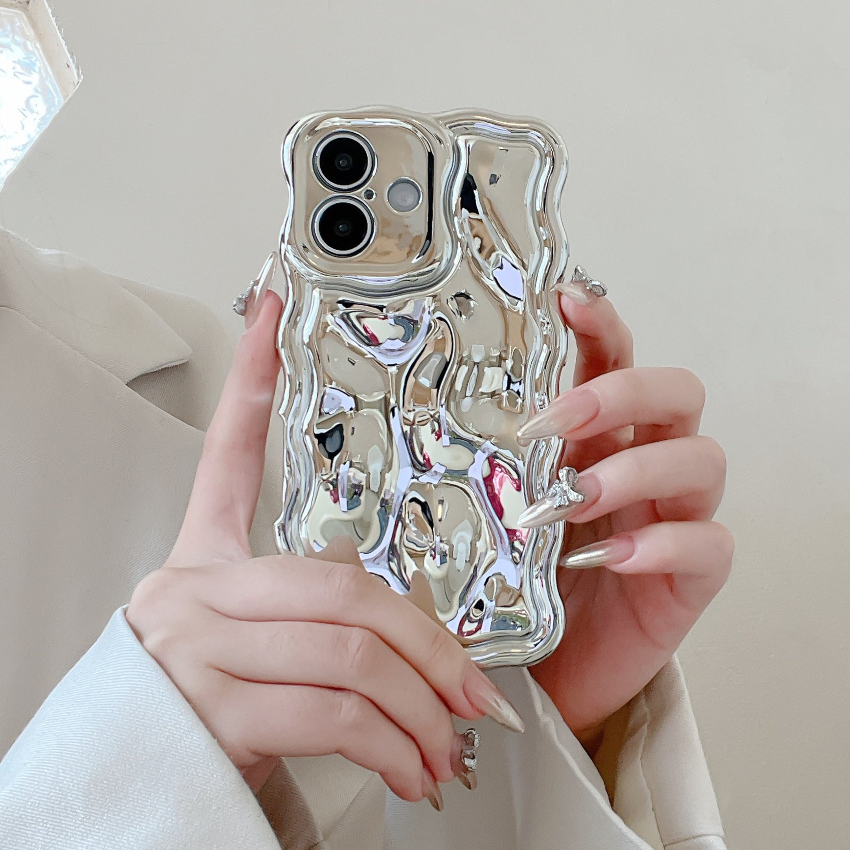 iPhone Boutique Water Ripple Case - 3D Sculpted Wave - Aesthetic Soft Silhouette