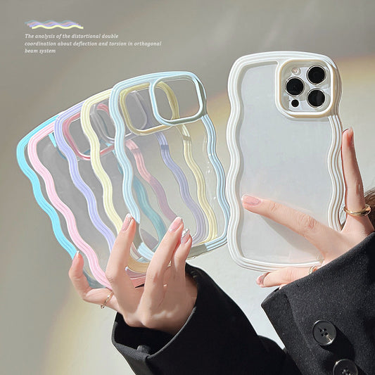 Iphone case Wave Border Mobile Phone Case Solid Color Simple Candy Color - Dweky.se