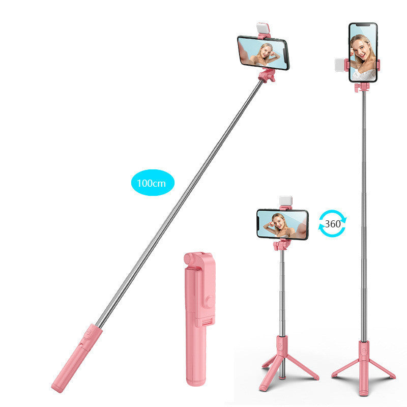 Compatible with Apple, Bluetooth Fill Light Selfie Stick Outdoor Live Broadcast Integrated Tripod Phone Holder - Dweky.se