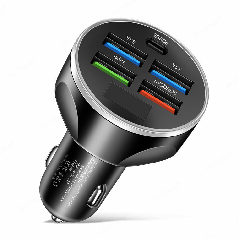 Super Fast Charge 5 In 1 Multi-port With Digital Display Car Charger - Dweky.se