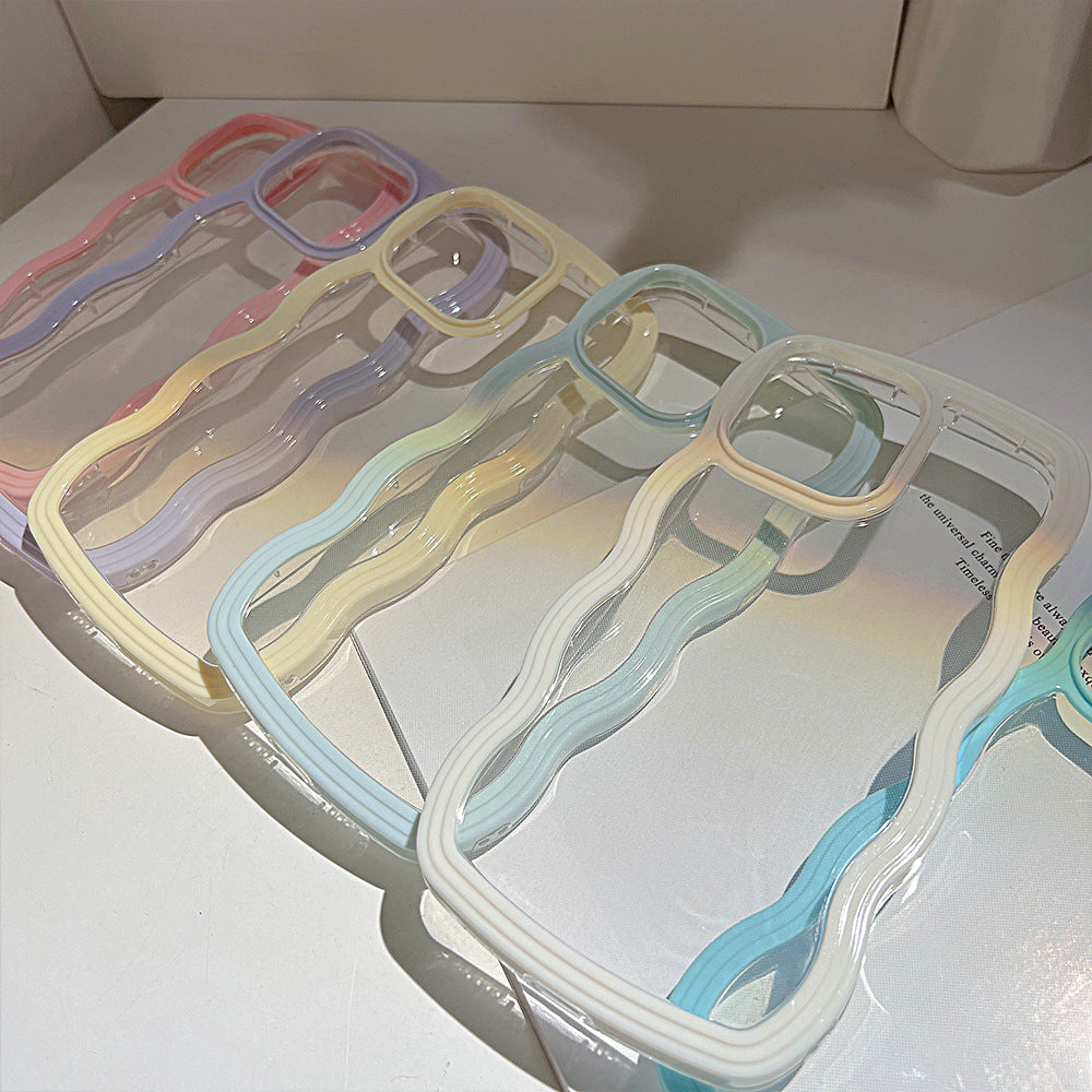 Iphone case Wave Border Mobile Phone Case Solid Color Simple Candy Color - Dweky.se