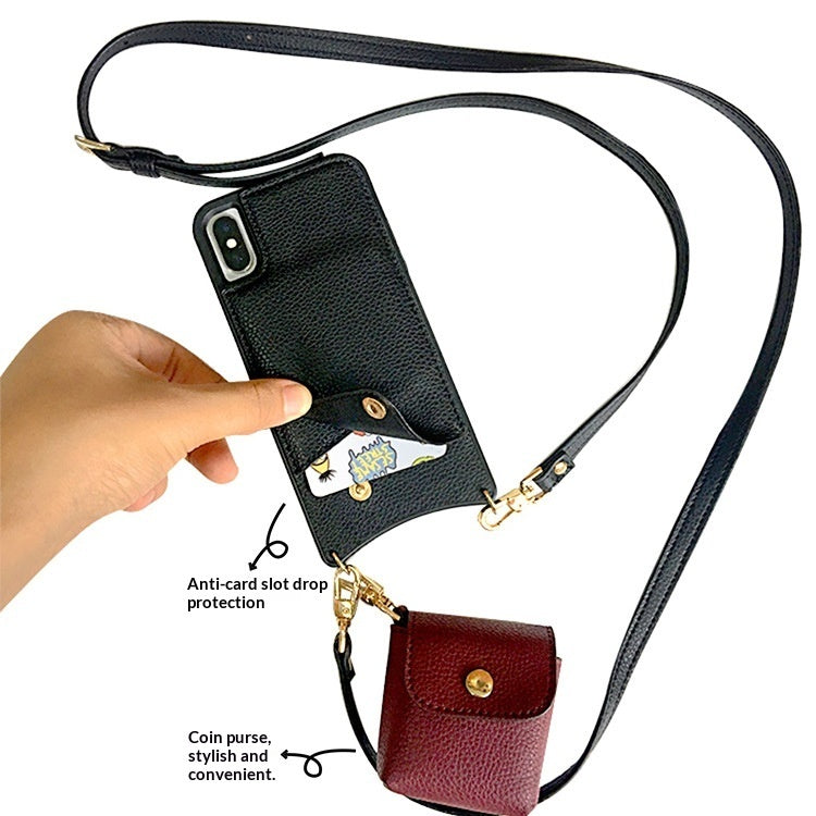 iPhone Premium Högkvalitativt Crossbody Lambskin Wallet Case and Coin Purse