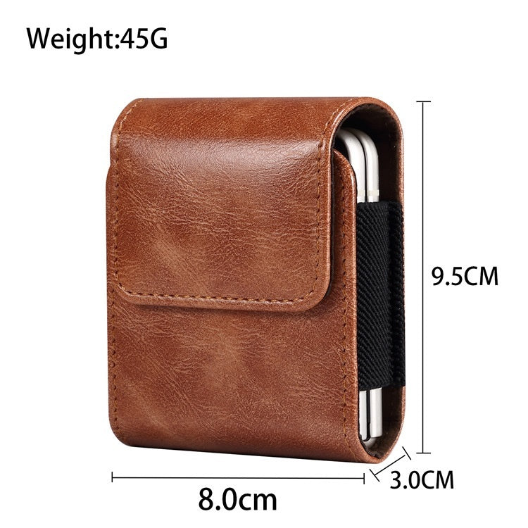 Applicable Flip Screen Mobile Phone Bag Hanging Leather Perforating Folding Waist Bag - Dweky.se