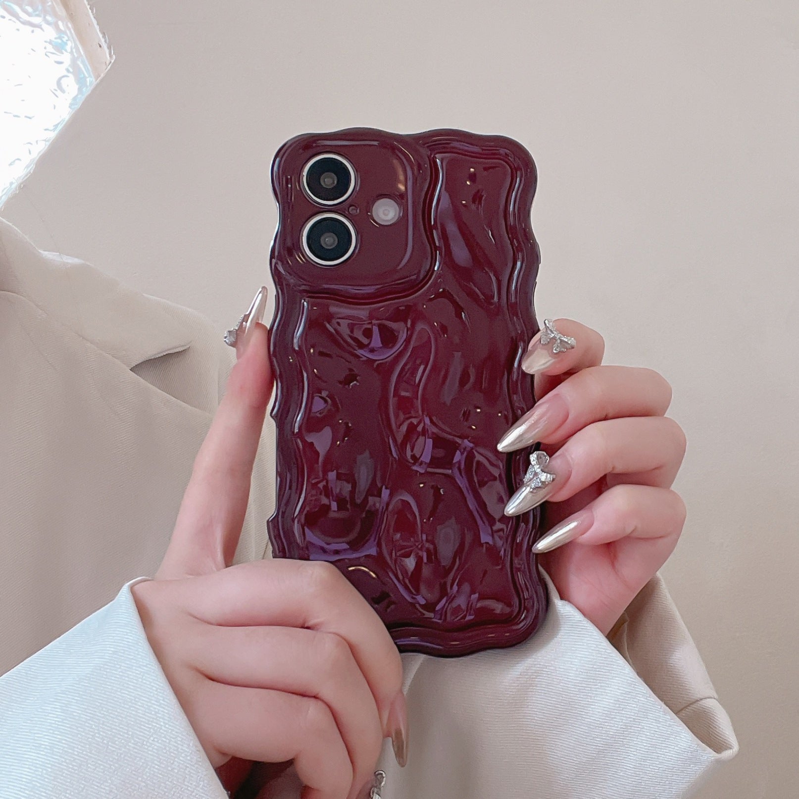 iPhone Boutique Water Ripple Case - 3D Sculpted Wave - Aesthetic Soft Silhouette