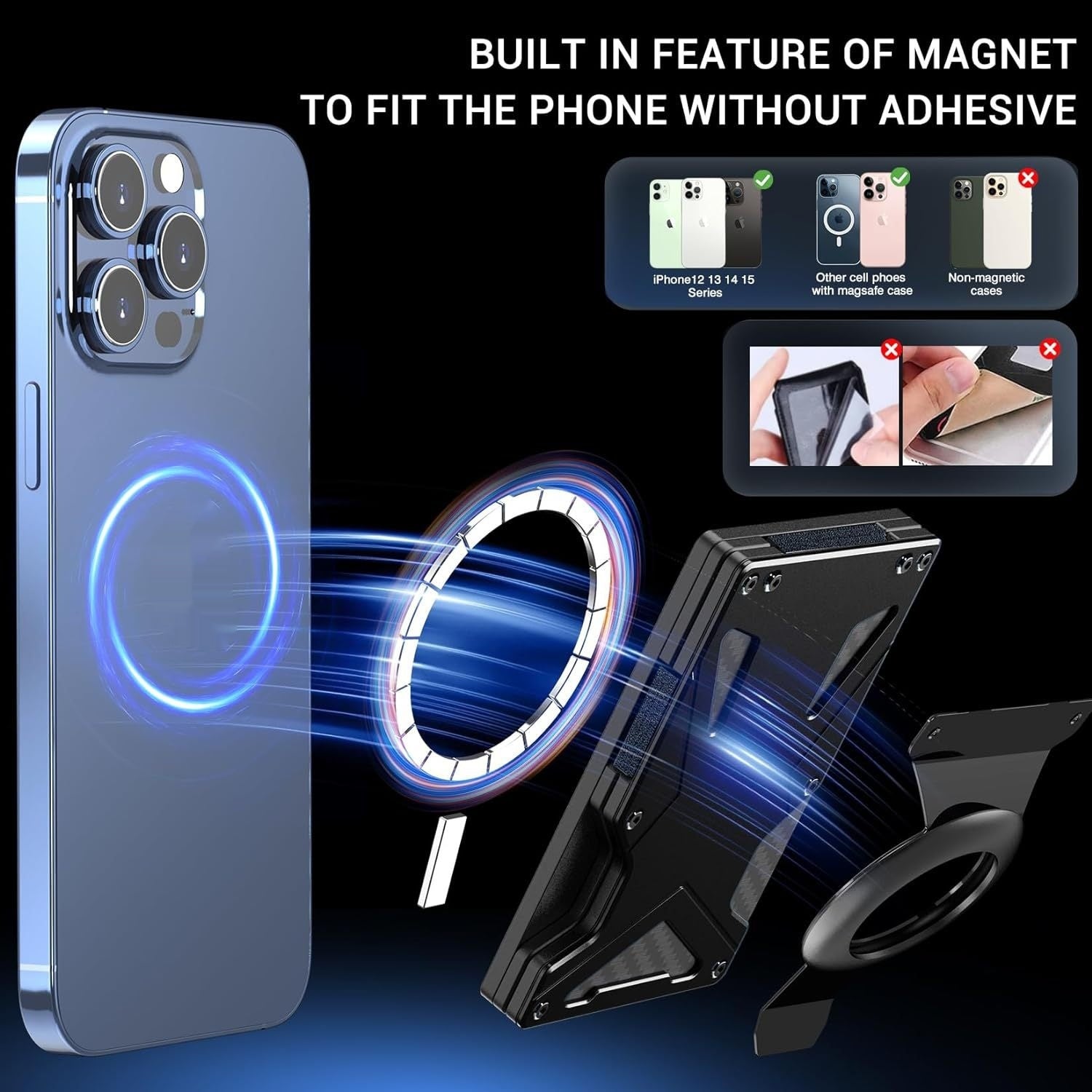 Built-in Magnetic Metal Card Clamp Mobile Phone Magnetic Anti-theft Swiping Function - Dweky.se