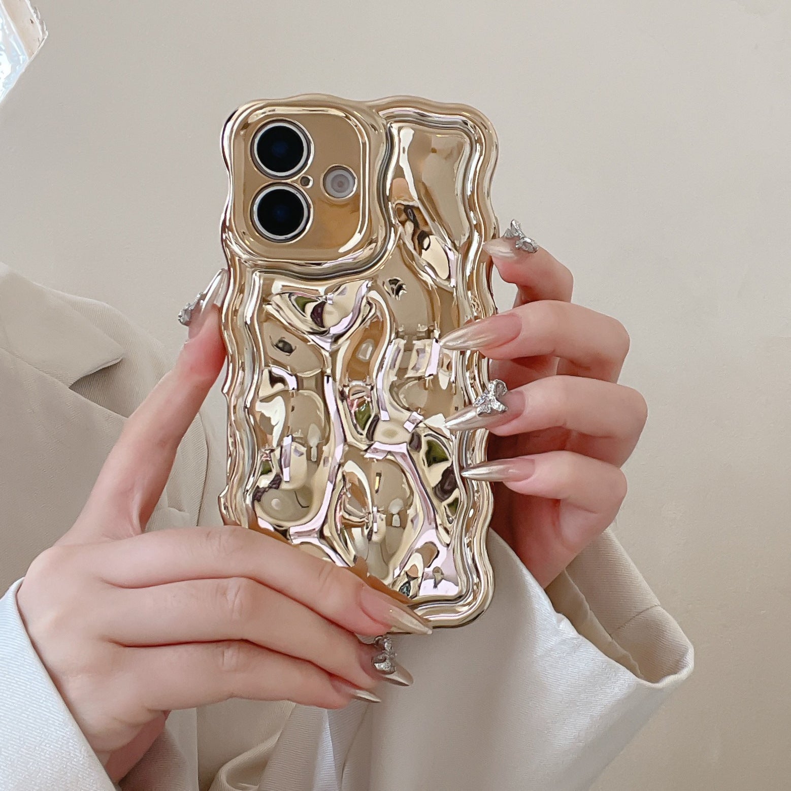 iPhone Boutique Water Ripple Case - 3D Sculpted Wave - Aesthetic Soft Silhouette