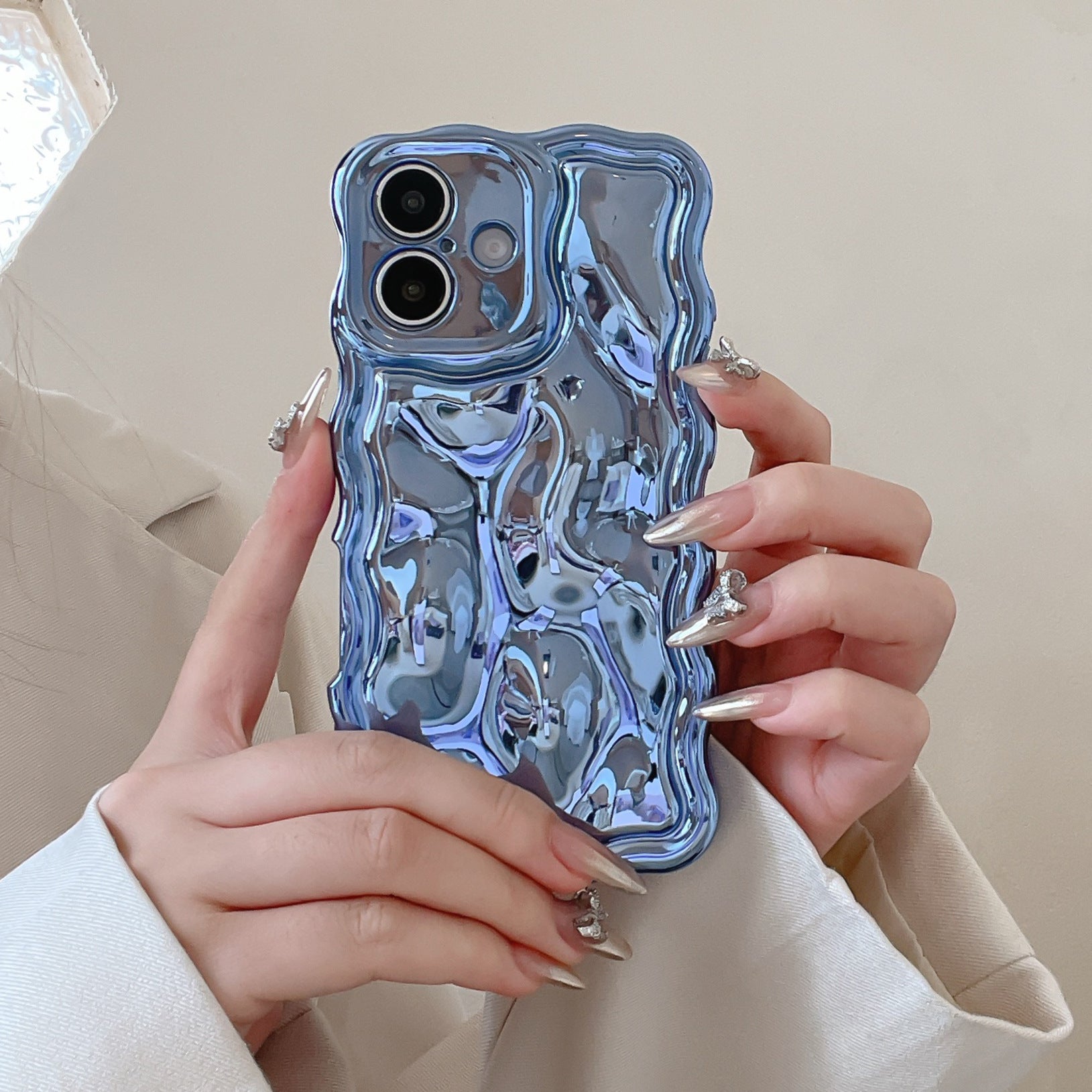 iPhone Boutique Water Ripple Case - 3D Sculpted Wave - Aesthetic Soft Silhouette