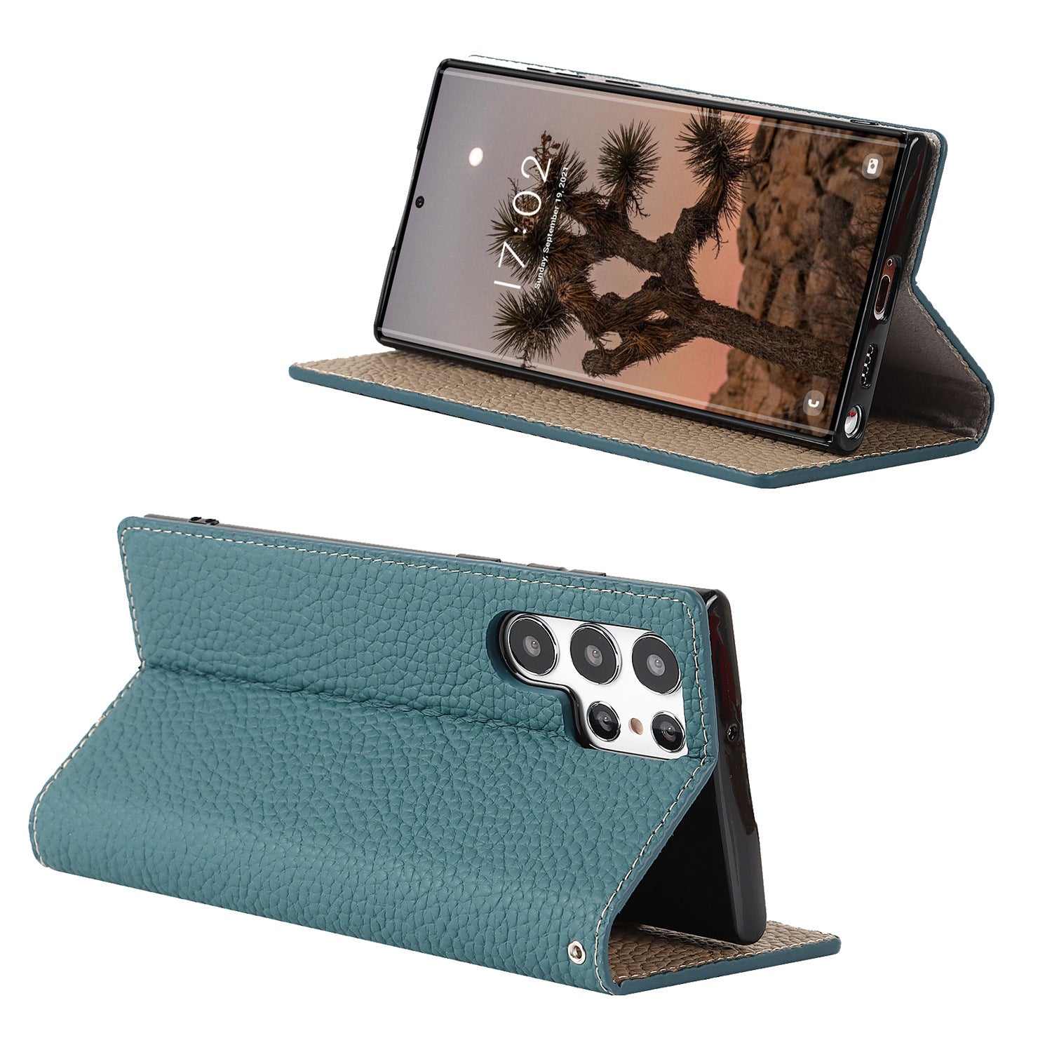 Hybrid Litchi Läderskal — Samsung Galaxy Ultra & S-serien