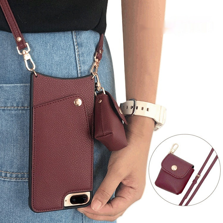 iPhone Premium Högkvalitativt Crossbody Lambskin Wallet Case and Coin Purse