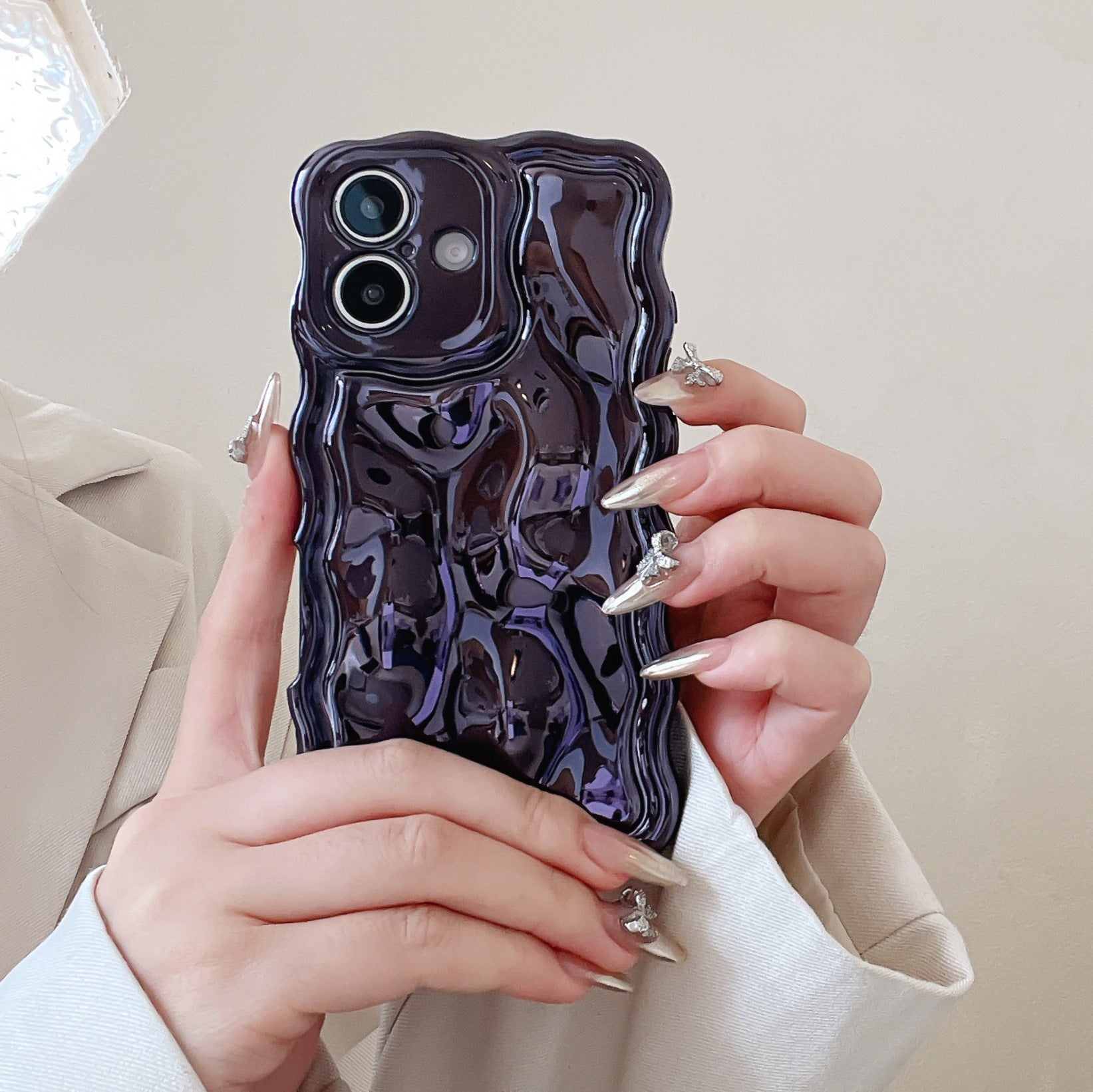 iPhone Boutique Water Ripple Case - 3D Sculpted Wave - Aesthetic Soft Silhouette