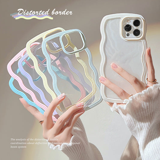 Iphone case Wave Border Mobile Phone Case Solid Color Simple Candy Color - Dweky.se